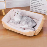 Rectangle Plush Pet Bed Dog Sofa Cozy Puppy Cat Bed Yellow