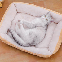 Rectangle Plush Pet Bed Dog Sofa Cozy Puppy Cat Bed Yellow