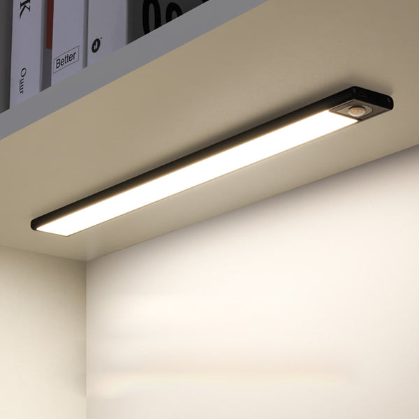 LED Motion Sensor Under Closet Light Rechargeable Magnetic 3-Color Light Cabinet Dimmable Lamp Black