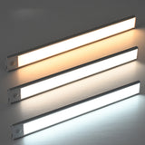 LED Motion Sensor Under Closet Light Rechargeable Magnetic 3-Color Light Cabinet Dimmable Lamp Silver