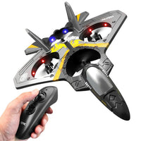 V17 Fighter Toy Stunt 2.4GHz Remote Control Aircraft with LED Lights Kids Begginers Gift Silver