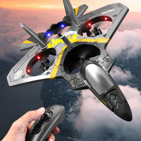 V17 Fighter Toy Stunt 2.4GHz Remote Control Aircraft with LED Lights Kids Begginers Gift Silver