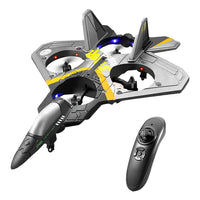 V17 Fighter Toy Stunt 2.4GHz Remote Control Aircraft with LED Lights Kids Begginers Gift Silver