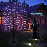 LED Solar Willow Tree Lights Outdoor Garden Decorative Light Purple