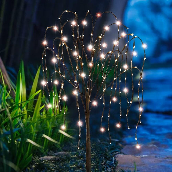 LED Solar Willow Tree Lights Outdoor Garden Decorative Light Warm White