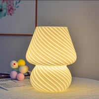 Mushroom Glass Table Lamp Bedside Night Light Desk Lamp White