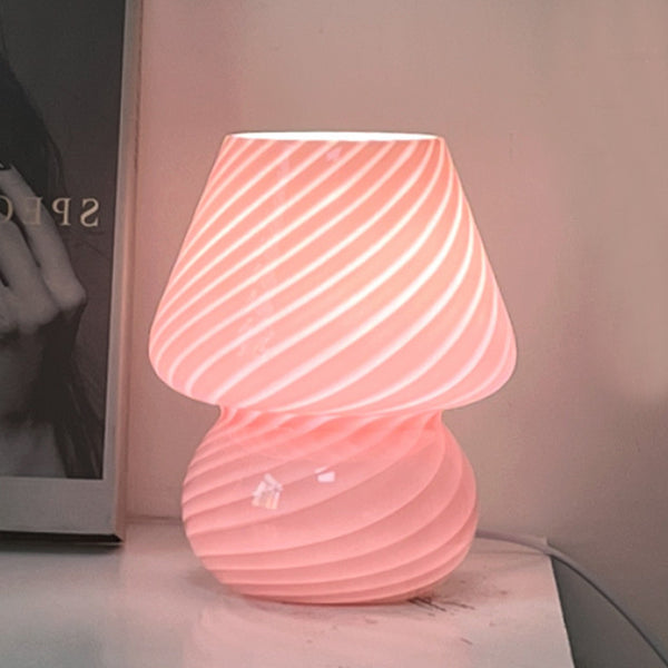 Mushroom Glass Table Lamp Bedside Night Light Desk Lamp Pink