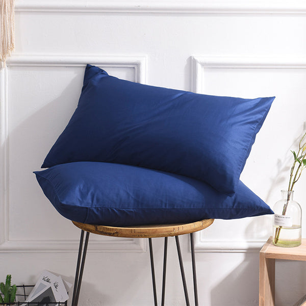 2Pcs 74x48cm Solid Color Pillowcase Cotton Pillow Covers Home Decor Dark Blue