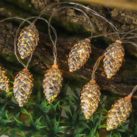 Gold Electroplated Christmas Pine Cone String Light Warm White Christmas Tree Decorative Lamp