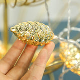 Gold Electroplated Christmas Pine Cone String Light Warm White Christmas Tree Decorative Lamp