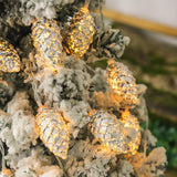 Silver Electroplated Christmas Pine Cone String Light Warm White Christmas Tree Decorative Lamp