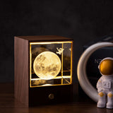 3D Glass LED Night Light Table Lamp Home Decorative Ornament Christmas Gift Astronauts on the Moon Style