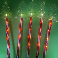 5-in-1 Candy Cane Solar Stakes Warm White 25 LEDs Christmas Lights Christmas Tree Style