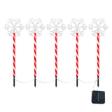 5-in-1 Candy Cane Solar Stakes Warm White 25 LEDs Christmas Lights Snowflake Style