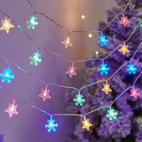 2 Modes Star Snowflakes Fairy String Lights Camping Atmosphere Light Multi Colour