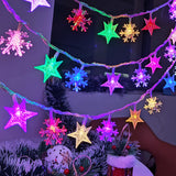 2 Modes Star Snowflakes Fairy String Lights Camping Atmosphere Light Multi Colour