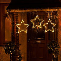 3pcs Christmas Window Star Lights Battery Operated LED Star Light Fairy Light Xmas Decor Warm White