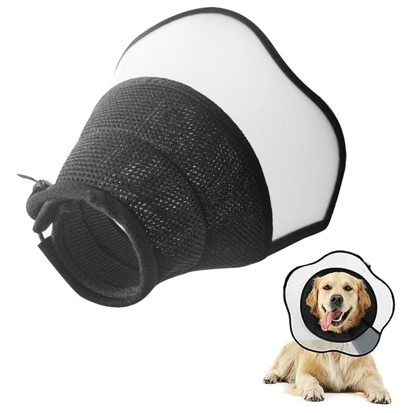 Pet Dog Cone Collar Soft Neck Collar Adjustable Pet Elizabethan Collar Black