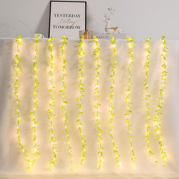 100 LED Artificial Willow Vines Light USB Power String Light Curtain Fairy Lights Christmas Party Decoration Warm White