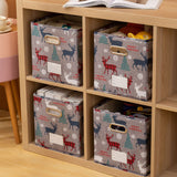 Christmas Square Storage Basket Foldable Storage Bins for Shelves Grey