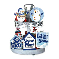 6PCS Winter Atmosphere Christmas Tiered Tray Decor Tabletop Farmhouse Signs