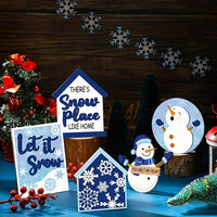 6PCS Winter Atmosphere Christmas Tiered Tray Decor Tabletop Farmhouse Signs