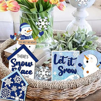 6PCS Winter Atmosphere Christmas Tiered Tray Decor Tabletop Farmhouse Signs