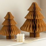 Tabletop Artificial Christmas Tree Magnetic Paper Honeycomb Christmas Tree Christmas Party Home Decoration Brown