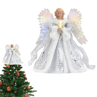 25cm Christmas Tree Topper Angel Fairy Festive Xmas Tree Top Ornament Decoration White