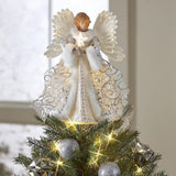 25cm Christmas Tree Topper Angel Fairy Festive Xmas Tree Top Ornament Decoration White