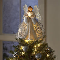 25cm Christmas Tree Topper Angel Fairy Festive Xmas Tree Top Ornament Decoration White