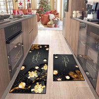 2Pcs Christmas Kitchen Mats Rectangular Floor Mats Style 5