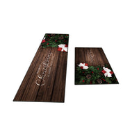 2Pcs Christmas Kitchen Mats Rectangular Floor Mats Style 1