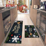 2Pcs Christmas Kitchen Mats Rectangular Floor Mats Style 3