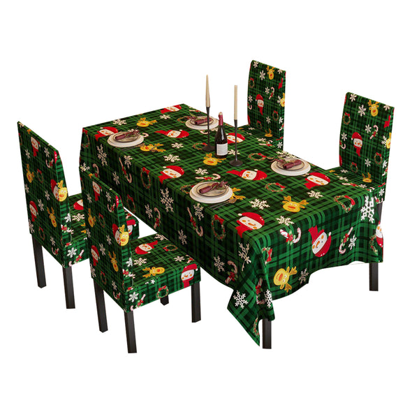 Christmas Theme Tablecloth Chair Cover Set Dining Room Decoration Table Chair Cover Set Style 1