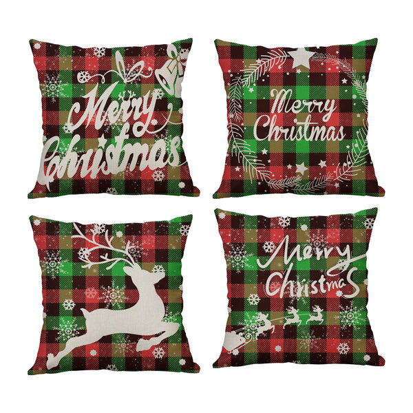 4 Pieces 45x45cm Christmas Pillow Cover Throw Pillowcase Christmas Home Decorations