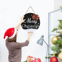 Wooden Christmas Door Sign Christmas Welcome Door Wall Hanging Decoration Style 4