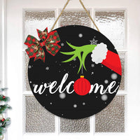 Wooden Christmas Door Sign Christmas Welcome Door Wall Hanging Decoration Style 2