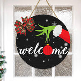 Wooden Christmas Door Sign Christmas Welcome Door Wall Hanging Decoration Style 2