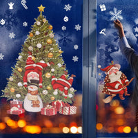 2 Sheets Christmas Window Sticker Self-Adhesive Santa Claus Window Decals Holiday Decal Window Decoration