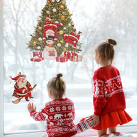 2 Sheets Christmas Window Sticker Self-Adhesive Santa Claus Window Decals Holiday Decal Window Decoration