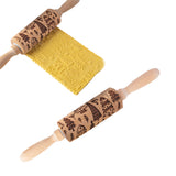 Christmas Embossing Rolling Pin Wooden Dough Roller Style 4