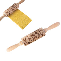 Christmas Embossing Rolling Pin Wooden Dough Roller Style 1