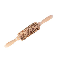 Christmas Embossing Rolling Pin Wooden Dough Roller Style 2