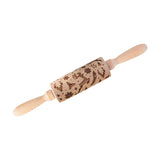 Christmas Embossing Rolling Pin Wooden Dough Roller Style 1