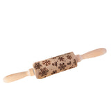 Christmas Embossing Rolling Pin Wooden Dough Roller Style 3