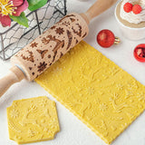 Christmas Embossing Rolling Pin Wooden Dough Roller Style 1