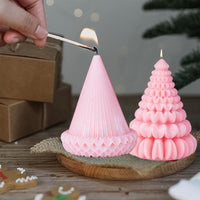 4 Pieces 3D Christmas Tree Candle Mold Plaster Soap DIY Silicone Mould Making