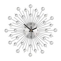 Metal Wall Clock 33cm Modern Round Silent Clock Home Decor Silver