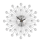 Metal Wall Clock 33cm Modern Round Silent Clock Home Decor Silver